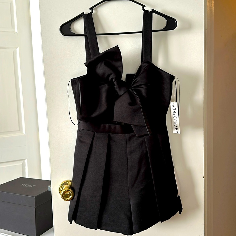 NWT Jay Godfrey black bow romper